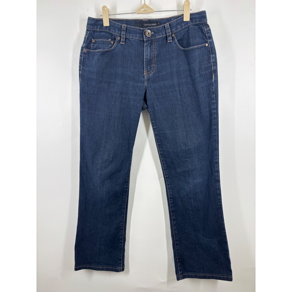 Y2K Calvin Klein Jeans Womens Size 8 Dark Wash Bootcut Denim Studded Back Pocket